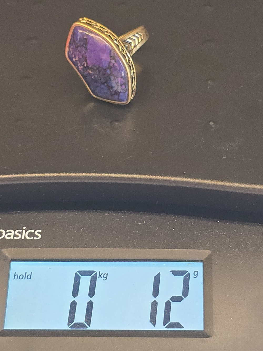 Barse Purple Turquoise Ring Bronze Color Enhanced Statement Size 9.75 - Picture 11 of 11